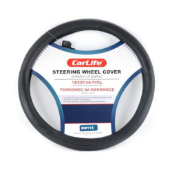 Купити Чохол на кермо Carlife 41-43 см зі штучної шкіри, чорний SW114XL