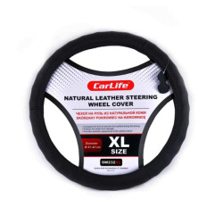 Купити Чохол на кермо Carlife 41-43 см шкіряний, чорний SW232XL