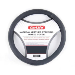 Купити Чохол на кермо Carlife 41-43 см шкіряний, чорний SW234XL