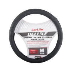Купити Чохол на кермо Carlife 37-39 см шкіряний Delux, чорний SW327M