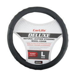 Купити Чохол на кермо Carlife 39-41 см шкіряний Delux, чорний SW329L