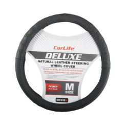 Купити Чохол на кермо Carlife 37-39 см шкіряний Delux, чорний SW335M