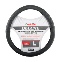 Купити Чохол на кермо Carlife 39-41 см шкіряний Delux, чорний SW335L