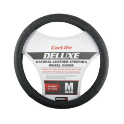 Купити Чохол на кермо Carlife 37-39 см шкіряний Delux, чорний SW336M