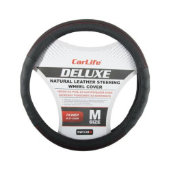 Купити Чохол на кермо Carlife 37-39 см шкіряний Delux, чорний SW338M
