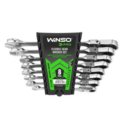 Купить Набор ключей Winso PRO комбинированные с трещоткой и карданом CR-V 8шт (8-10-12-13-14-15-17-19мм)