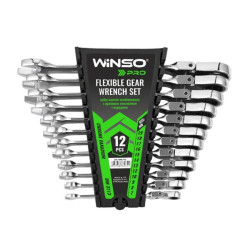Купить Набор ключей Winso PRO комбинированные с трещоткой и карданом CR-V 12шт (7-8-9-10-12-13-14-15-16-17-18-19мм)