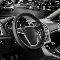 Купить Чехол на руль Carlife 39 - 41см, экокожа, черный, один шов