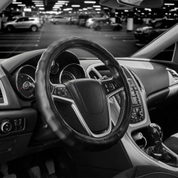 Купить Чехол на руль Carlife 39 - 41см, экокожа, черный, один шов SW142L