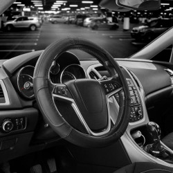 Купить Чехол на руль Carlife 37-39см, кожа, черный SW242M