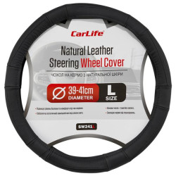 Купить Чехол на руль Carlife 39-41см, кожа, черный SW241L
