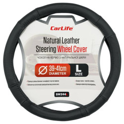 Купить Чехол на руль Carlife 39-41см, кожа, черный SW244L