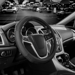 Купить Чехол на руль Carlife 37-39см, кожа, черный SW245M