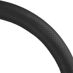 Купить Чехол на руль Carlife 37-39см, кожа, черный, белая резина, один шов, перфорированный SW341M