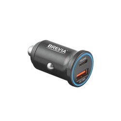 Купити Автомобільний зарядний пристрій Brevia ePower DualChargeLED 38W 1xUSB-C+1xUSB-A чорний