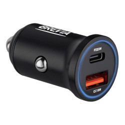 Купити Автомобільний зарядний пристрій Brevia ePower DualChargeLED 38W 1xUSB-C+1xUSB-A чорний