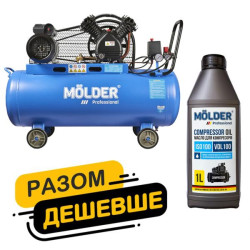 Купить Комплект воздушный компрессор Molder с ресивером 100л, 2200Вт + компрессорное масло Molder VDL 100 1л