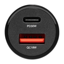 Купити Автомобільний зарядний пристрій Brevia ePower DualCharge 30W 1xUSB-C+1xUSB-A, чорний