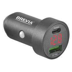 Купити Автомобільний зарядний пристрій Brevia ePower DualMetal Display 48W 1xUSB-C+1xUSB-A, чорний металік