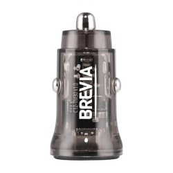 Купить Автомобильное зарядное устройство Brevia ePower DualCharge 30W 1xUSB-C+1xUSB-A, прозрачный черный