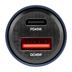 Купить Автомобильное зарядное устройство Brevia ePower DualCharge 45W 1xUSB-C+1xUSB-A, прозрачный синий