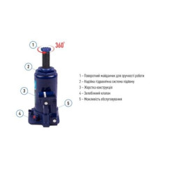 Купить Домкрат гідравлічний  телескоп  10 т картон. Висота піднімання  195-375 мм. 5,9кг Iron Hand (IH-195357D)