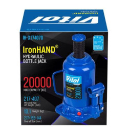 Купить Домкрат гідравлічний  телескоп  20 т картон. Висота піднімання  217-407 мм 9,7кг Iron Hand (IH-317407D)