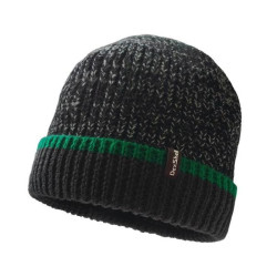 Купить Шапка водонепроникна Dexshell Cuffed Beanie, р-р S/M (56-58 см) чорна з зеленою смугою