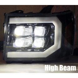 Купити Передні фари GMC Sierra 2007-2013 LED NOVA серія вуглево-чорні AlphaRex AXHL-GS07-PPTS-LED-LB-A