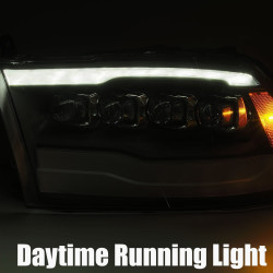 Купить Передние фары Dodge Ram 1500 Classic 2009-2023 LED NOVA серия цвет Alpha-Black AlphaRex AXHL-DR09-PPT-LED-FLB-A-G2