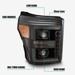 Купить Передние фары LED Ford Super Duty 2011-2016 LED LUXX серия цвет Alpha-Black AlphaRex AHL-FD11-PL-SA-LB