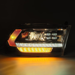 Купить Передние фары Dodge Ram 1500 Classic 2009-2023 LED LUXX серия цвет Alpha-Black AlphaRex AHL-DR09-PL-G4-SA-LB