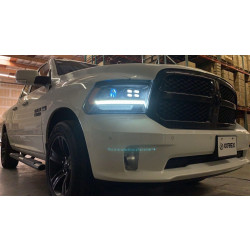 Купить Передние фары Dodge Ram 1500 Classic 2009-2023 LED LUXX серия цвет Alpha-Black AlphaRex AHL-DR09-PL-G4-SA-LB