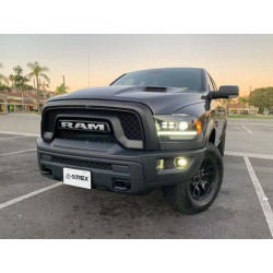 Купить Передние фары Dodge Ram 1500 Classic 2009-2023 LED LUXX серия цвет Alpha-Black AlphaRex AHL-DR09-PL-G4-SA-LB