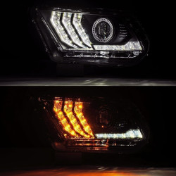 Купить Передние фары LED Ford Mustang 2010-2014 LED LUXX серия черные AlphaRex AHL-FM10-PL-SA-B