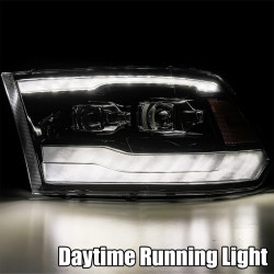 Buy Front headlights Dodge RAM 1500 Classic 2009-2023 Pro Series Color Alpha-Black Alpharex AHL-DR09-P-G3-SA-FLB