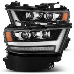 Купить Передние фары LED Dodge Ram 1500 2019-2022 LED LUXX серия углево-черные AlphaRex AHL-DR19-PL-SA-LB