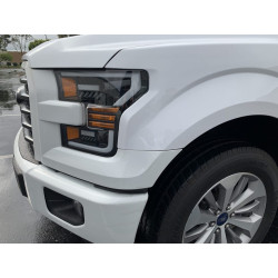 Купить Передние фары LED Ford F150 2015-2017 LED LUXX серия углево-черные AlphaRex AHL-FF15-PL-SA-LB