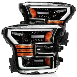 Купить Передние фары LED Ford F150 2015-2017 LED LUXX серия углево-черные AlphaRex AHL-FF15-PL-SA-LB