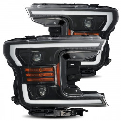Купить Передние фары LED Ford F150 2018-2020 LED LUXX серия углево-черные AlphaRex AHL-FF18-PL-SA-LB