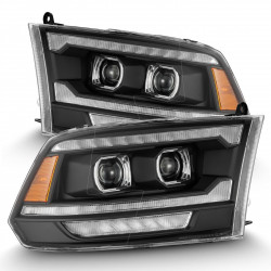 Купить Передние фары Dodge Ram 1500 Classic 2009-2023 LED G2 Style LUXX серия черные AlphaRex AHL-DR09-G5-PL-SA-B