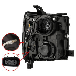 Buy Front headlights Chevrolet Silverado 3500hd 2015-2019 Pro Series Carbohydrate-Black / Black Grill Insert Alpharex AHL-CL215-P-SA-LB ..