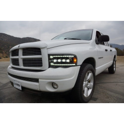 Купити Передні фари Dodge Ram 1500 Classic 2002-2005 LED NOVA серія колір Alpha-Black AlphaRex AHL-DR02-N-FLB