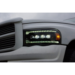 Купити Передні фари Dodge Ram 1500 Classic 2002-2005 LED NOVA серія колір Alpha-Black AlphaRex AHL-DR02-N-FLB
