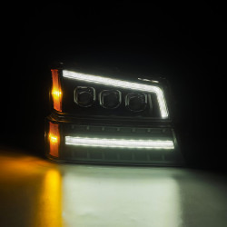 Купити Передні фари Chevrolet Silverado 2003-2006 LED NOVA серія чорні AlphaRex AHL-CL03-N-B