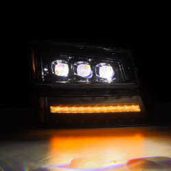 Купити Передні фари Chevrolet Silverado 2003-2006 LED NOVA серія колір Alpha-Black AlphaRex AHL-CL03-N-FLB