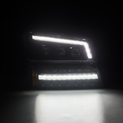 Купити Передні фари Chevrolet Silverado 2003-2006 LED NOVA серія колір Alpha-Black AlphaRex AHL-CL03-N-FLB