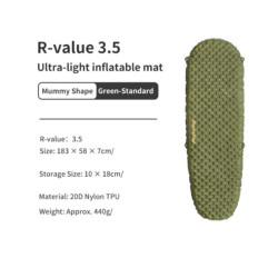 Buy Mattress inflatable over -light Naturehike cnh222dz018, oval green 183 cm