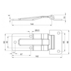 Купити Петля бічних дверей фургона і напівпричепа в зборі 144х60х8х4 мм Цинк Туреччина (1603314040)