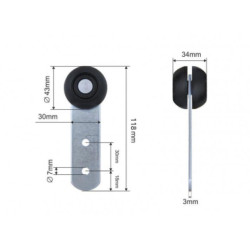 Купити Ролик бокової штори Ø43x34x118 FREHAUF Цинк Польща (1804343270)